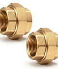 Two Pack 1 Inch Brass Pipe Union Fittings For 125 Lb Service Female Threaded Connectors To Link Two Pipes In Irrigation And Industrial Plumbing Easy To Install Durable No Fuss Setup, two brass unions