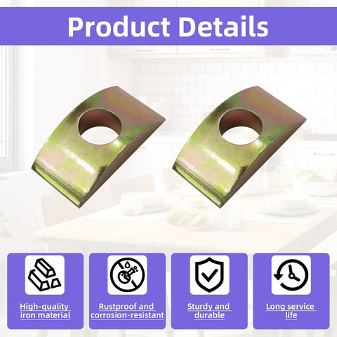 Close-up of two solid iron lock washers from 40 Piece M8 Half Moon Nut Washers Set With Solid Iron Lock Washers Spacers For Furniture Hardware Indoors And Outdoors Waterproof Rust Proof Chlorine Resistant Easy To Install And Built To Last.
