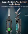Wireless Guitar System For Electric Guitar And Bass With Rechargeable 2 4GHz Transmitter Receiver showing audio jack sizes