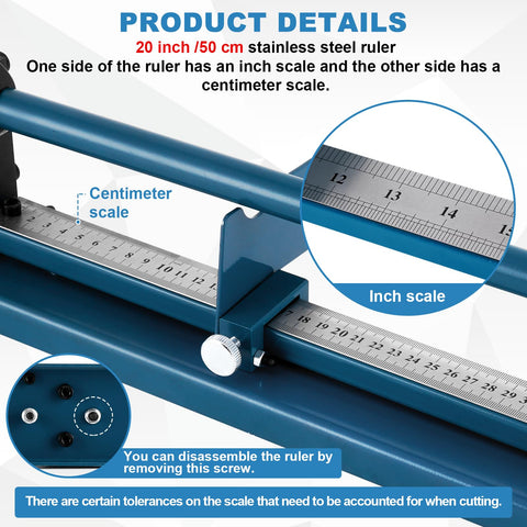 Manual DIN Rail Cutter with Double Groove and 50 CM Scale showing inch and centimeter scales for precise cutting.