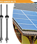 M10 Heavy Duty Hanger Bolts For Solar Panels with EPDM Seal and Locking Nut Stainless Steel Roof Mount Adapter 7.9 Inch 4 Pack