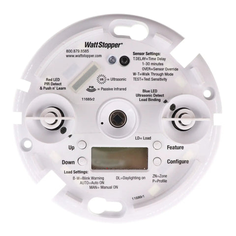 Back view of Dual Tech Digital Occupancy Sensor For Ceiling Mount 24V DC Low Voltage 1000 Sq Ft Coverage White Finish DLM System