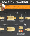 48 Piece One Quarter Inch Quick Connect Air Hose Fittings Kit With Swivel Brass Plated Pneumatic Tool Couplers And Plugs Set For Pneumatic Tools Built To Last Heavy Duty Leak Proof 300 PSI installation guide