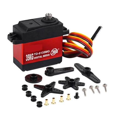 Badass 35Kg High Torque Digital Servo With 360 Degree Continuous Rotation And Waterproof Coreless Motor, 25T metal gear arm and accessories included.
