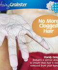 Hand holding tangled hair with hair catcher design for easy removal, showcasing Straight Up Genius Hair Catcher And Drain Stopper For Shower Or Tub Keeps Your Pipes Smooth As Butter Anti Clog Bath Accessory Snags Every Stray Lock No More Slow Drains Easy Clean White Design.