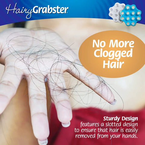 Hand holding tangled hair with hair catcher design for easy removal, showcasing Straight Up Genius Hair Catcher And Drain Stopper For Shower Or Tub Keeps Your Pipes Smooth As Butter Anti Clog Bath Accessory Snags Every Stray Lock No More Slow Drains Easy Clean White Design.