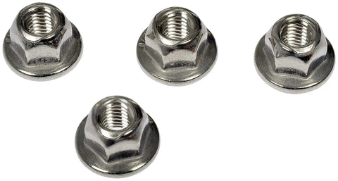 Heavy Duty Exhaust Manifold Mount Hardware Kit Featuring Gnarly Stainless Steel Studs Bolts And Nuts, set of four stainless steel nuts.