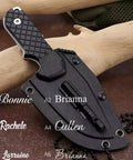 Mini Survival Knife With Sheath, Back Clip Whistle, And Multi Tool Build on wooden surface