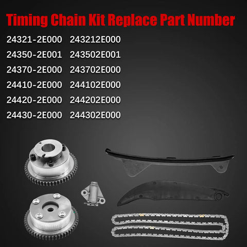Hyundai Elantra 1.8L Timing Chain Kit With VVT Sprocket Tensioner And Cam Phaser For 2011-2014 Elantra And 2012-2013 Kia Soul