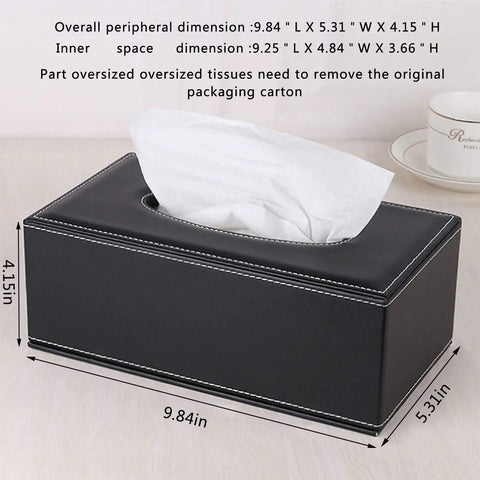 Premium PU Leather Tissue Box Holder With Lid Black Dope Napkin Dispenser For Home Office And Car Magnetic Bottom Sleek