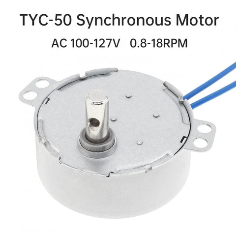 Two Pack Synchronous Motor AC 100-127V 15-18 RPM 4W CW CCW Permanent Magnet Drive with visible shaft and wires