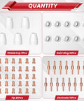 60Pcs PT31 Plasma Cutter Consumables Set Includes Torch Tips And Nozzles For CUT55A Fit LG40 JG40 PT31 Replacement Parts Quantity