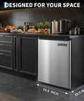 One Point One Cubic Foot Upright Freezer With Single Door And Adjustable Shelf In Matte Black, compact design in modern kitchen setting.