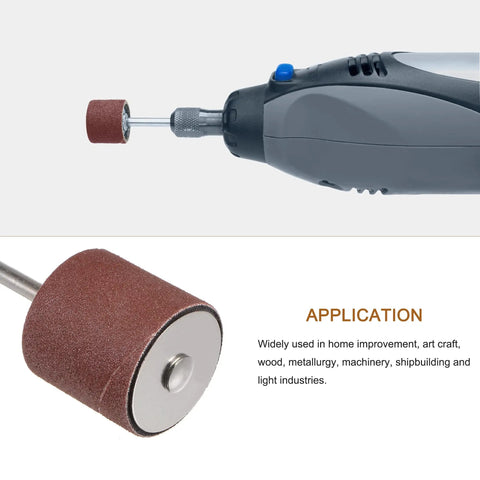 Twelve Pcs 1-1/2 Inch Sanding Sleeves Kit 120 Grit With 1/4 Inch Drum Mandrels For Rotary Tools detail application