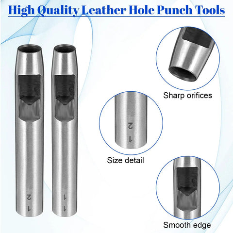 Heavy Duty Leather Hole Punch Kit With 22 Sizes From 0.5mm To 12mm Durable High Carbon Steel Hollow Punches, focus on orifices