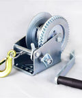 Heavy Duty Electric Hoist Hand Crank Winch Crane 3000 LB Capacity Wire Rope Lifter for DIY projects, silver steel build.