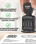 Top Shelf Twenty Four Hour Time And Date Stamp featuring a compact design and rotating dial for effortless office paperwork.