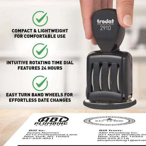 Top Shelf Twenty Four Hour Time And Date Stamp featuring a compact design and rotating dial for effortless office paperwork.
