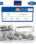 M2 To M10 Screw Kit 304 Stainless Steel Hex Socket Cup Point Set Screws Headless Assortment With Case And Keys Includes M10 52pcs