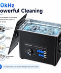 Heavy Duty 6 Liter Ultrasonic Cleaner With Digital Timer And Heater, showing carburetor parts and jewelry in tank.