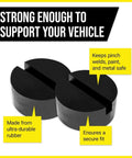 Slotted Rubber Jack Pads For Pro Grade Lifts, Pinch Weld And Frame Rail Protector, Universal Lift Pucks, Pack Of 2