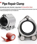 Upgraded Pipe Repair Clamp With M1 Self-Adhesive Leak-Sealing Tape 304 Stainless Steel Rust-Proof Kit for Plastic and Metal Pipes