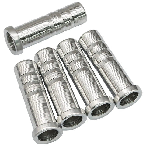 Aluminum Arrow Inserts for 6.2mm Carbon Arrows 12 Pack, 100 125 150 200 Grain Field Points, stacked on white background