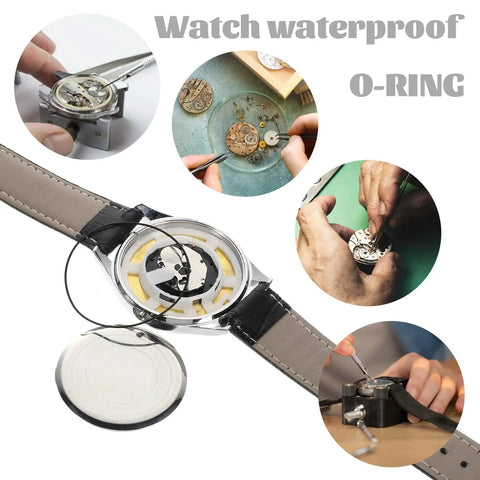 O Ring Watch Gasket Kit For Easy Fix, 28 Pcs 0.6mm Waterproof Rubber Seals For Watches Back Cover and Repair Tools Image