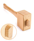 Wooden Mallet 9.5 Inch Beech Hammer For Ice Crushing And Chisels Woodworking Hand Tool Pro Grade Durable Solid Carpenter Tool With Smooth Grip Handle For DIY Projects, showing detailed beech wood texture and smooth grip handle close-up.