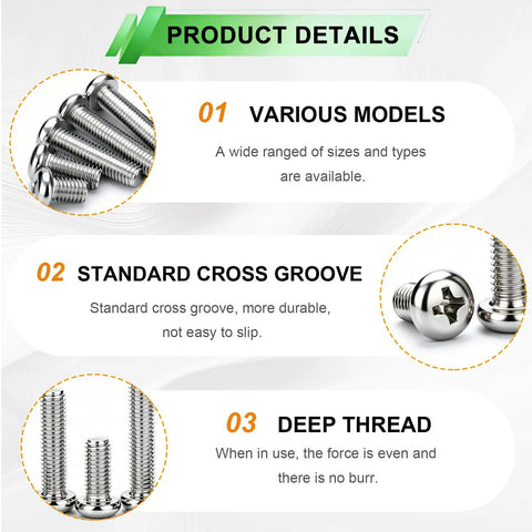Solid Gear 1680 Piece Hardware Assortment Kit Packed With Heavy Duty Machine Screws, showing various models and durable designs.