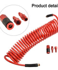 Real Deal 25 Foot Red Polyurethane Air Hose Kit Professional Grade Featuring One Quarter Inch Snap Fit Quick Coupler Automatic Rewind System For Smart Mechanics Auto Garage Shop Projects Abrasion Proof Coil Tube That Stops Tangling Forever, red coiled air hose with quick couplers