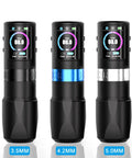 Three Grand G5 Wireless Tattoo Pen Machines, Brushless 4.2mm Stroke Cordless Tattoo Guns with high-visibility screens displayed