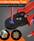 All In One Ferrule Crimping Tool Kit With Self Adjusting Ratchet Plier 800 PCS Wire Ferrules AWG 23 To 7 0.25-10mm2 crimping demonstration