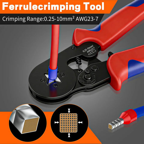 All In One Ferrule Crimping Tool Kit With Self Adjusting Ratchet Plier 800 PCS Wire Ferrules AWG 23 To 7 0.25-10mm2 crimping demonstration