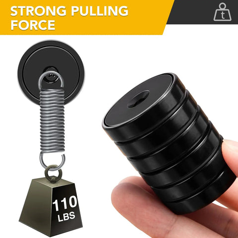 Neodymium Cup Magnets With Countersunk Holes And Stainless Screws, Heavy Duty Holding Up To 110 Lbs Per Magnet, Black Pack Of 12