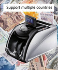 Badass Anti Counterfeit Bill Counter With UV And Magnetic Detection Fast Batch Mode LED Display showing capability to support multiple currencies.