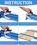 41 Inch Panel Clamps Set of 2 for Woodworking, Adjustable Four Way Steel Clamps for Tables Benchtops Cutting Boards Tabletops and Cabinet Making, Pro Grade Glue Ups, Warp Resistant, Heavy Duty Clamping Tools for Perfect Joints showing setup steps and board clamping