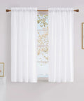White Privacy Curtains Four Panels Light Filtering Rod Pocket Top Window Drapes 42 Inch Wide By 63 Inch Long Each Non See Through Opaque for Kitchen Bathroom Living Room Decor, installed on window