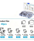 Ditch the drip and grab this Sick Worm Gear Hose Clamp Kit With 40 Or 120 Pieces Across 5 Sizes Perfect For Securing Water Gas Lines And Silicone Hoses On Any Joint With A Tight Screw Mechanism That Holds Firm, 40-piece stainless steel set