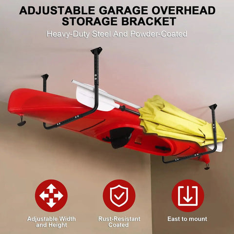 Adjustable Ceiling Storage Rack For Garage Overhead Shelf Bracket Heavy Duty Steel Construction 22 To 33 Inch Width