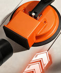 Floor Gap Fixer Tool For Laminate, Vinyl, Wood And Tile Floors - adjustable quick lock, bright orange tool on floorboards