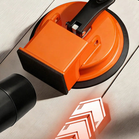 Floor Gap Fixer Tool For Laminate, Vinyl, Wood And Tile Floors - adjustable quick lock, bright orange tool on floorboards