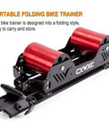 Portable Magnetic Bike Trainer Stand With Adjustable Resistance For Indoor Cycling, Foldable Aluminum Alloy Frame, red rollers