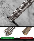 Becollo SDS-Plus 1/2x12 carbide-tipped 4-cutter rotary hammer drill bit for brick, stone and concrete; 2-pack.