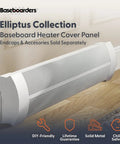 Elliptus Series 7 Ft Galvanized Steel Slip-On Baseboard Heater Cover White Rust-Resistant installed on wooden floor