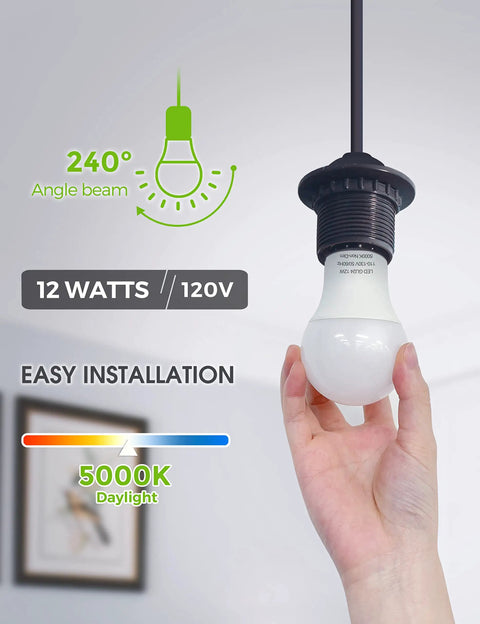 Hand installing GU24 Base LED Light Bulb 1200 Lumen 12W Hella Bright 75W To 100W Equivalent Daylight 5000K A19 Style Twist Lock