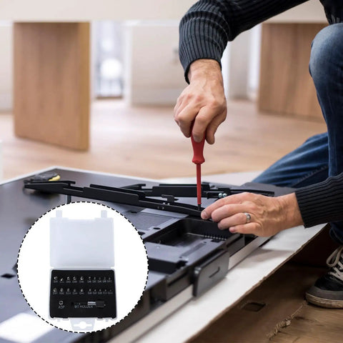 Ultimate 22-Piece Damaged Screw Extractor Kit Made Of Hss High-Speed Steel To Easily Remove Stripped Bolts With Extension Bit Holder And Socket Adapter For Electric Hand Drills On The Job used on TV stand screws