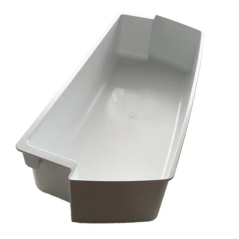 Deep Door Bin Shelf Replacement For Frigidaire, Whirlpool, Kenmore, Amana, Estate, And Crosley, white plastic, angled view