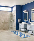 Elegant bathroom with Wynford Brushed Nickel One Handle Posi Temp Pressure Balancing Shower Valve Trim Kit and modern decor.