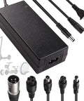 Universal 42V 2A Fast Charger With Six Plugs For 36V Li Ion Batteries, showing main charger unit and connectors.